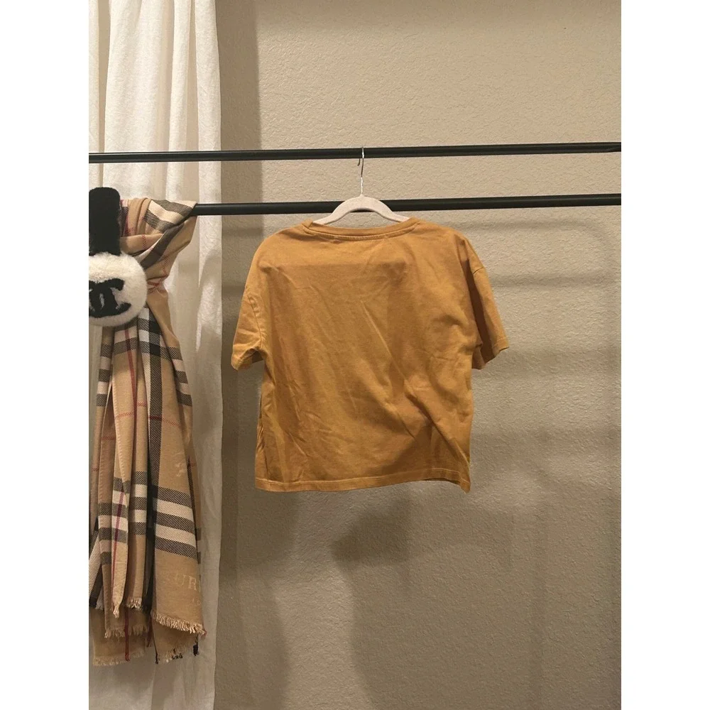 Jessica Simpson Women Mustard Yellow Dreamer Butterfly Graphic Tee Shirt L